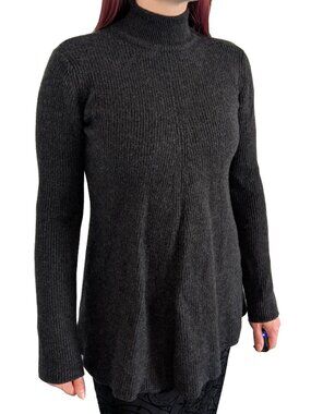 DKNY 100% Wool Vintage Turtle Neck Tunic Sweater Gray | S